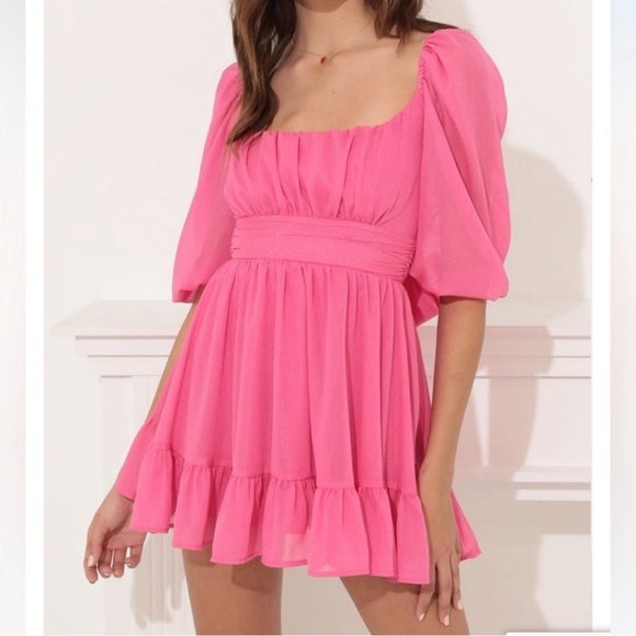 Lucy in the Sky Ruffle Chiffon Pink Dress - Picture 1 of 12
